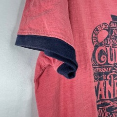 Lucky Brand Ron Puro Cubano Cane Rum Graphic Ringer Tee Mens M Retro Pink Red