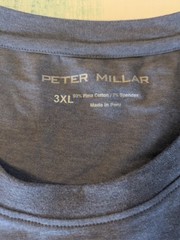Peter Millar Men’s Blue Solid Crew Neck Short Sleeve Knit T-Shirt, 3XL B&T