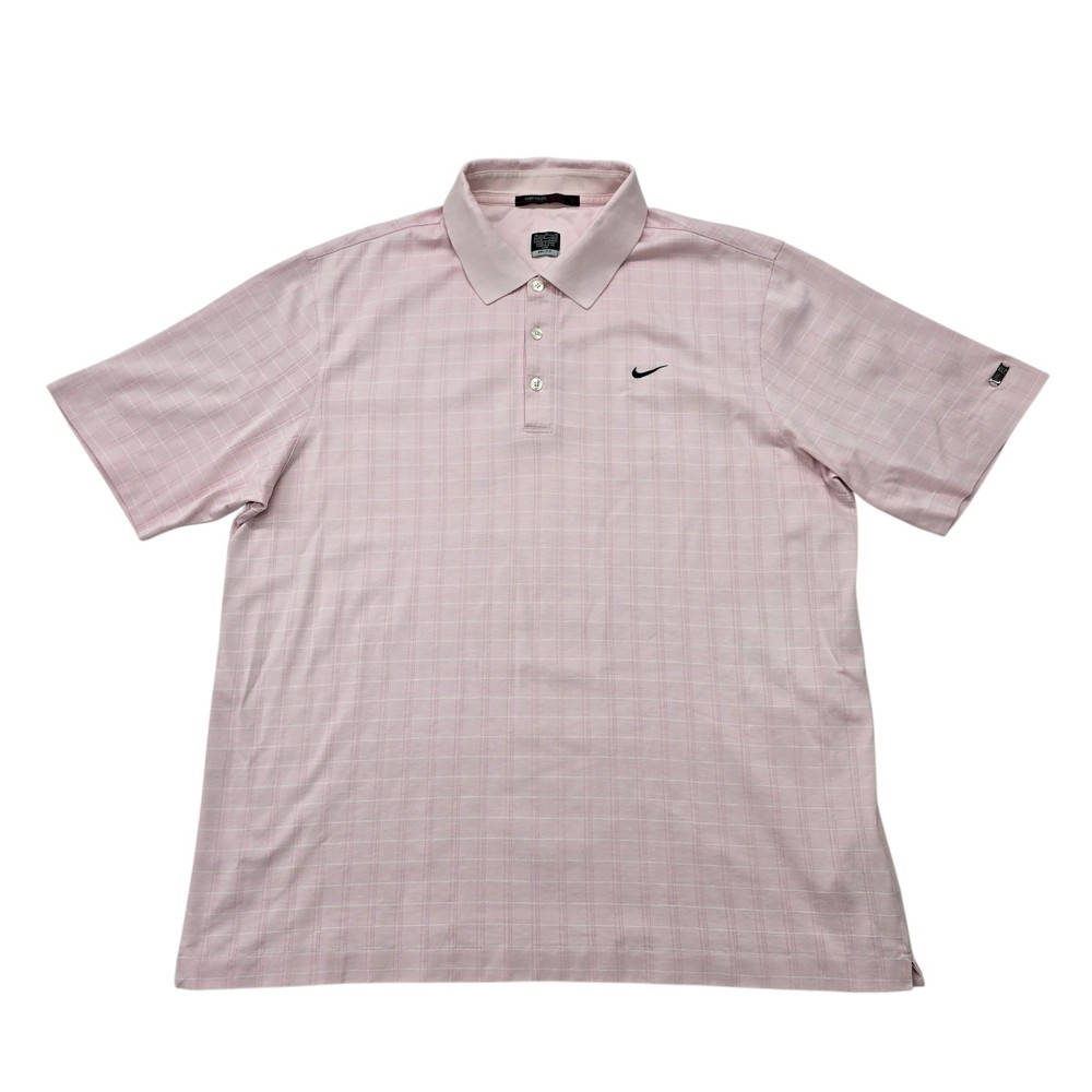 Nike Mens Polo Shirt Light Purple Golf Dri-FIT Plaid XL Regular