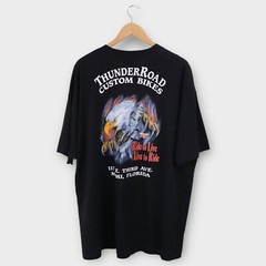 Vintage Thunder Road Biker T Shirt XXL Wolf Motorcycle Double Sided Graphic USA