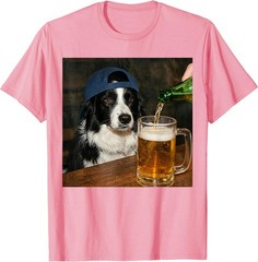 Border Collie Drinking Beer Funny Dog Meme T-Shirt