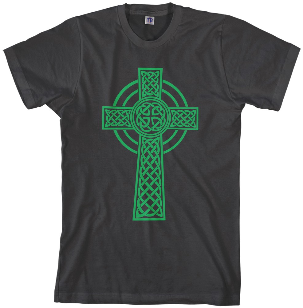 Threadrock Men’s Green Celtic Cross T-shirt Irish Pride Religious