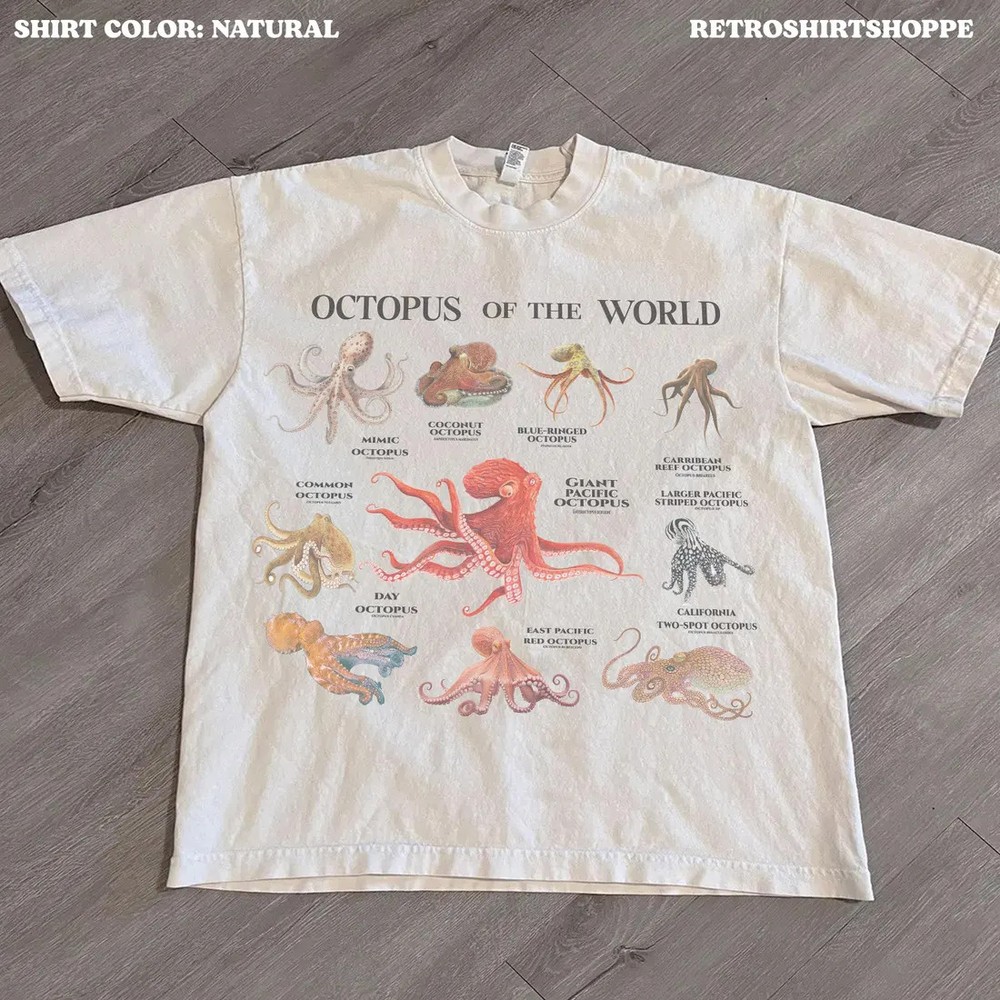 Octopus of The World Shirt, Octopus Shirt, Cephalopod t-shirt, ocean