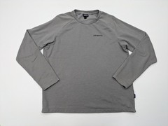 Patagonia Long Sleeve Logo T-Shirt Mens L Graphic Gray Organic Cotton