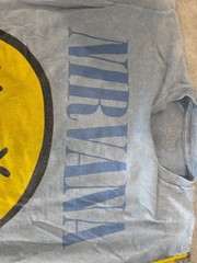 Vtg Nirvana Unisex T-Shirt Yellow Smiley Navy Blue Soft Material 2017 Medium