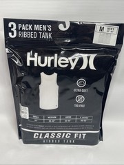 Hurley ~ Men’s 3-Pack Ribbed Tank Cotton Blend Tag Free White ~ M(38-40)