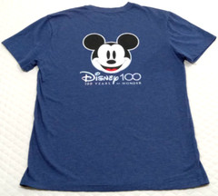 Disney Mickey Mouse Men’s Large T-Shirt 100 Years Of Wonder Logo Heather Blue