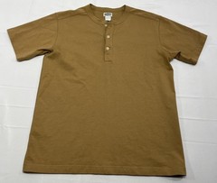 Rugged Bronson Men Worker’s T-Shirt Basic Short Sleeve Henley Shirt Cotton Brown