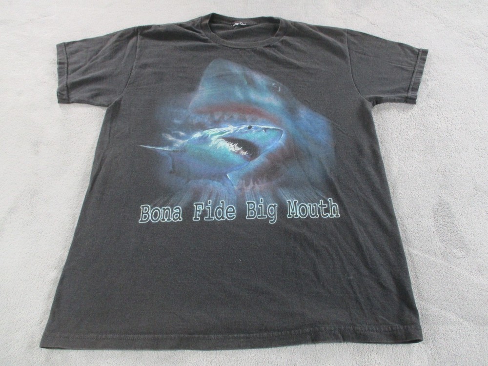 Vintage Discovery Channel T Shirt Bonafide Big Mouth Great White Medium FLAW