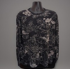 BONOBOS Henley Shirt Men XL Long Sleeve Tropic Floral Resort Weekend Casual Gray