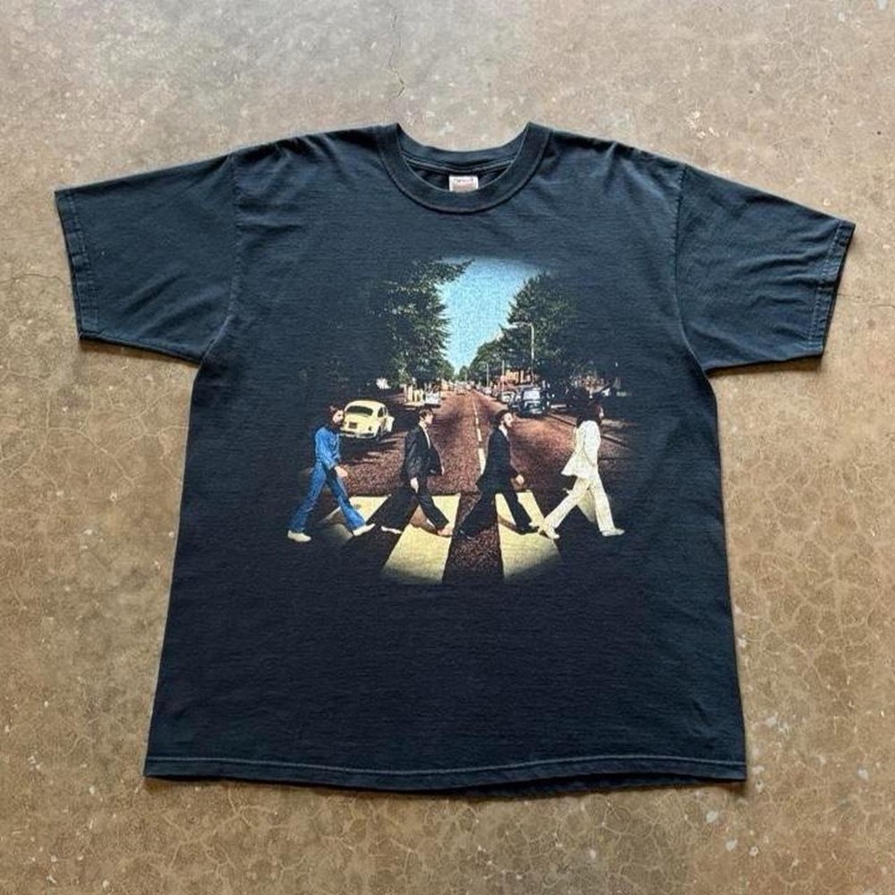 Vintage 90’s The Beatles Abbey Road Faded Black Double Sided Band T-shirt