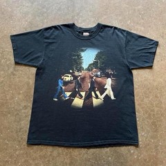 Vintage 90’s The Beatles Abbey Road Faded Black Double Sided Band T-shirt