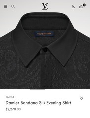 Louis Vuitton Damier Bandana Silk Evening Shirt Black, Size XL