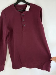 NEW American Eagle Men’s Plum 1/4 Button Standard Fit Waffle Henley Top Small S