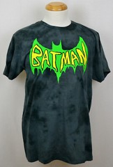 Batman Green Slime Logo T-Shirt DC Comics Superhero Graphic Tee Worn Gray NWT