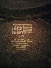 Phat Farm Mens T-shirt L Gray Classic America Flava Camo Pleated Black Sleeves