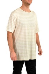 Hugo Boss Men’s “T-Tesar 59” 100%Linen Striped Short Sleeve T-Shirt US 2XL IT 56