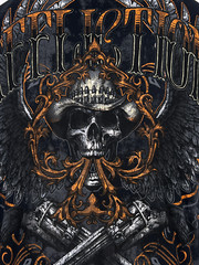 Affliction Men’s T-Shirt AC OUTBACK Skull Biker Black Tattoo S-5XL
