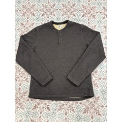 LIV Outdoor Mens Waffle Knit Sherpa Lined Henley Shirt Charcoal Gray Large