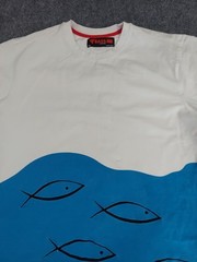 Ron Bass Shirt Mens 2XL XXL Embroidered Fish Swimming Short Sleeve Crew Neck Vtg