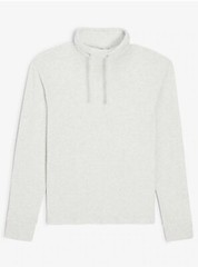 Express Heather White Waffle Knit Funnel Neck Men’s Long Sleeve T-Shirt Size L