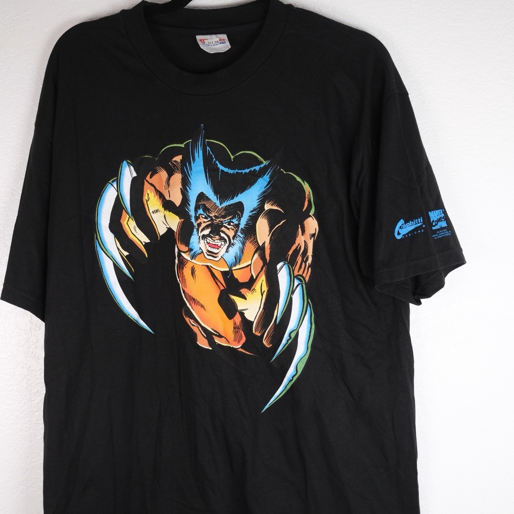 Vtg 2001 Graphitti Wolverine Shirt Sz L Marvel Comics Hanes Heavyweight X-MEN