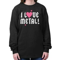 Cute I Love Metal Music Rock And Roll Guitar Long Sleeve T Shirt Tees For Women