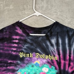 Pink Dolphin Mens XXL Tie Dye Graphic T-Shirt Black Purple Spiral Streetwear