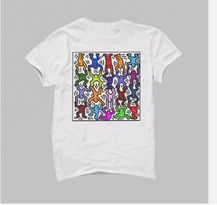 Keith Haring Multi-Color Acrobats White Short Sleeved T-Shirt