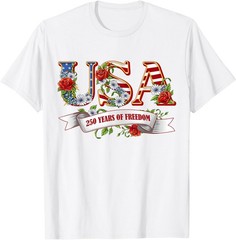 USA 250 Years of Freedom Patriotic Wildflower 4th of July Kid Adult T-Shirt