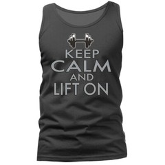 Keep Calm & lift on. Gym Exercise Funny Joke Humor Graphic Tank Top
