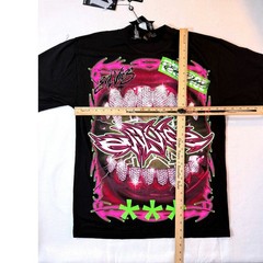 Evil Vice Mens Med Graphic T-Shirt Black AOP Pink Neon Green Y2K Streetwear NWT