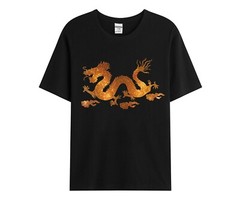 Fashion Trend Dragon Hot Diamonds Rhinestones Black Summer Luxury Men T-Shirt