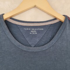 Tommy Hilfiger Men’s Size XL Solid Blue Cotton Logo Graphic Crew-Neck T-Shirt