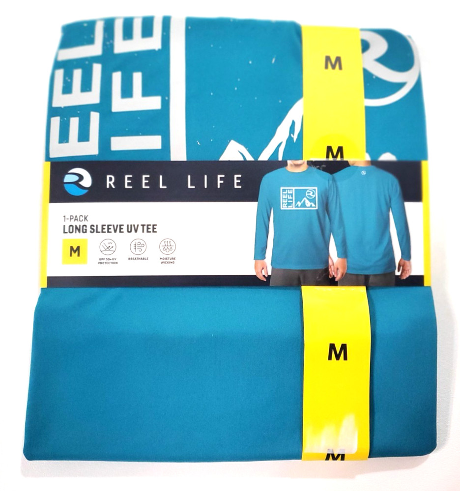 REEL LIFE Men’s Long Sleeve UV Tee Size M Green UPF 50+ NWT