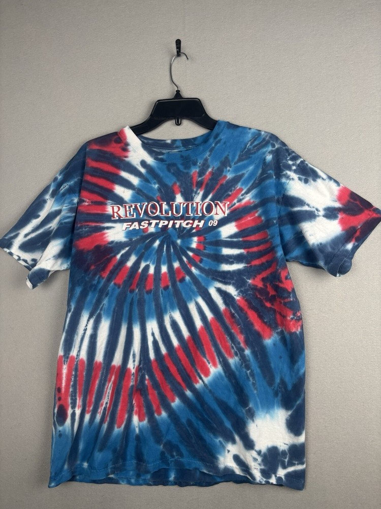 Sundog Hand Dyed Tee Mens L Lg Blue Tie Die Fastpitch 09 Summer Hippie Punk 4166