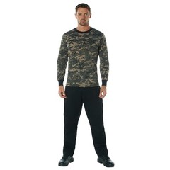 Subdued Urban Digital Camo Long Sleeve Cotton T-Shirt – Black & Gray Camouflage