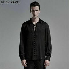 Men Gothic Gorgeous Jacquard Shirts Retro Formal Prom Party Long Sleeve Blouses