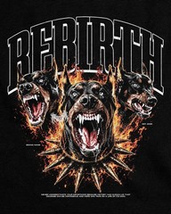 Men’s Vintage Washed Graphic T-Shirt Doberman Dog Fire Print Streetwear Tee