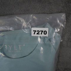 BYLT Drop Cut Lux Tee Mens Medium Light Blue Short Sleeve Curved Hem Comfort