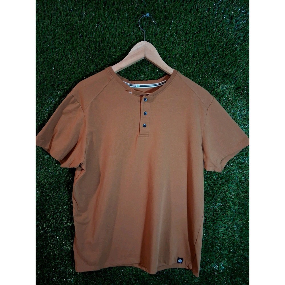 Free Planet Men’s Henley Shirt Size L Brown Short Sleeve It’s All About The…