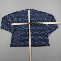 Orvis Shirt Men XL Blue Aztec Southwestern Geometric Henley Pullover Long Sleeve