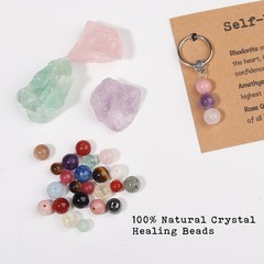 Drogomen Positive Vibes Keychain for Women, Natural Gemstone Healing Crystal …