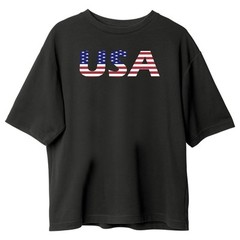 DYX USA Flag T-Shirt Unisex 100% Cotton Crew Neck Slim Fit Casual Gym Tee Black