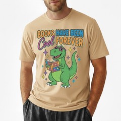 Books Have Been Cool Forever T-Shirt Funny Dinosaur Reading T-Rex Kids Gift