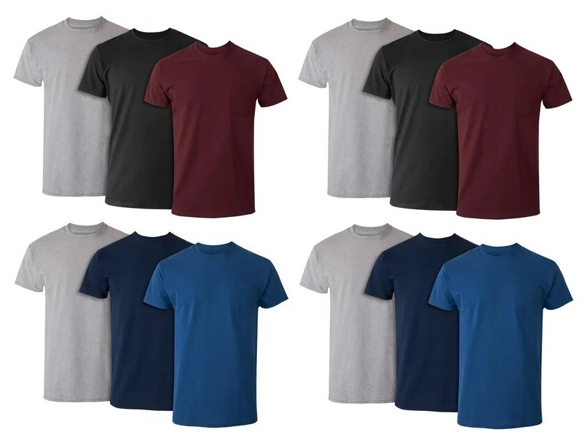Hanes Men’s FreshIQ® ComfortSoft® Dyed Tees With Wicking Pocket T-Shirts 12-Pack