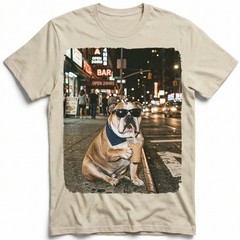 English Bulldog Bandana Iced Latte NYC Night Street Unisex T-Shirt Funny Tee