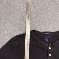 Abercrombie & Fitch T-Shirt Mens XL Black Cotton Henley Neck Short Sleeve