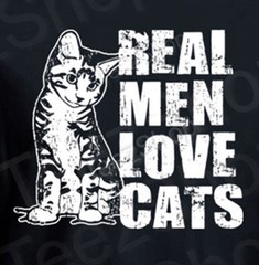 REAL MEN LOVE CATS funny animal pet lover cat present gift rescue kitten T-Shirt