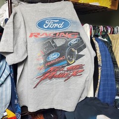 Vintage 90s Checkered Flag Sports Ford Racing “Hear The Thunder” Double Sided…